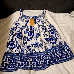 NWT Blue Pleated Tank Blouse